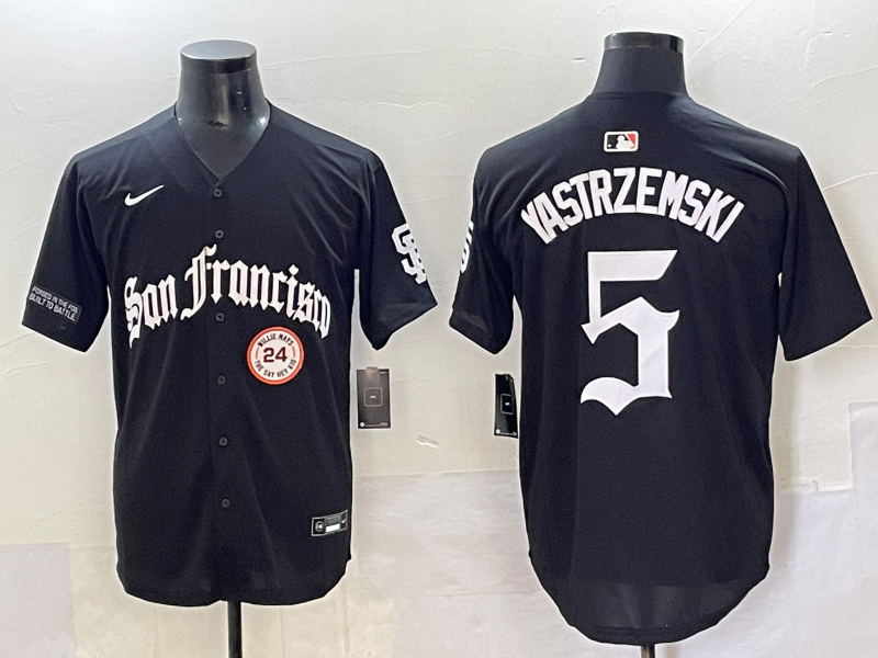 Men 2025 San Francisco Giants #5 Yastrezemski Black Five generations Joint Name Nike MLB Jersey style 5